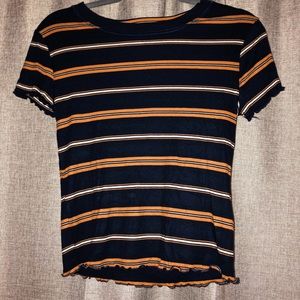 Striped t-shirt with ruffled ends